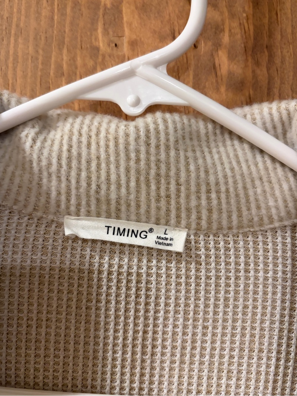 Timing Cream Ribbed Button-Up Overshirt - Picture 3 of 3